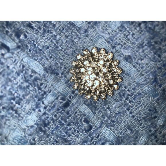 Zara M BLAZER JACKET Tweed Long sky BLUE silver crystallized buttons oversized - Picture 11 of 11